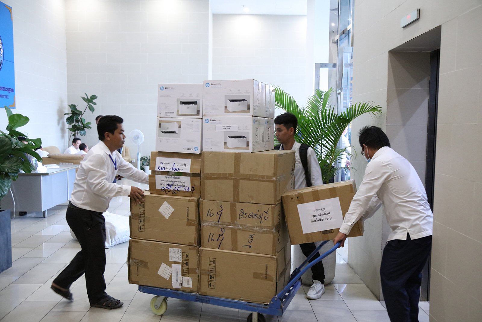 The National Election Committee transports marked boxes, in photos posted to the committee's Facebook page on July 28, 2023.